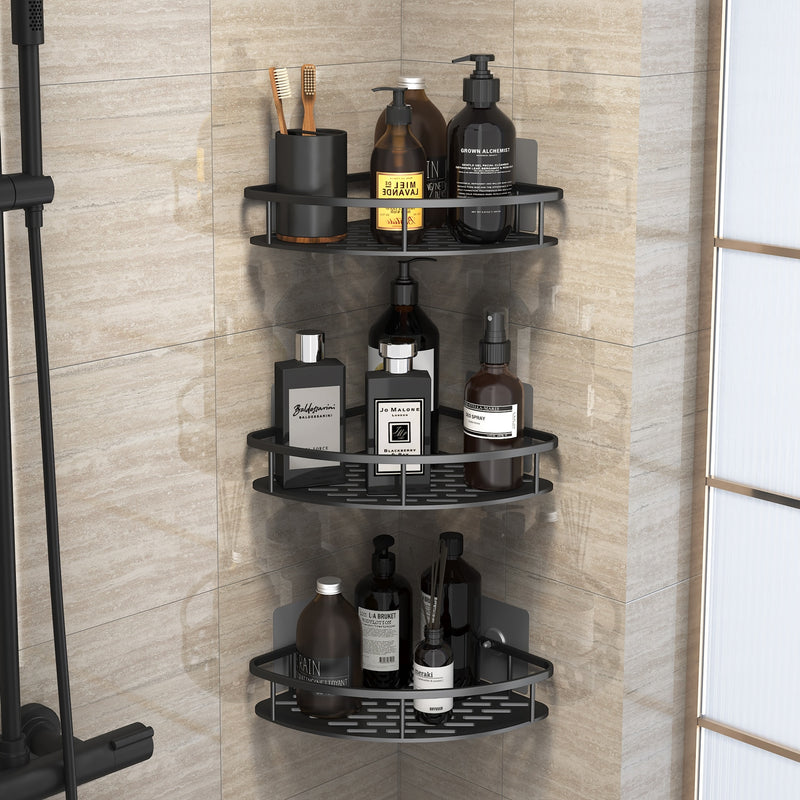 Adhesive Aluminum Storage Organizer For Bathroom Accessories.