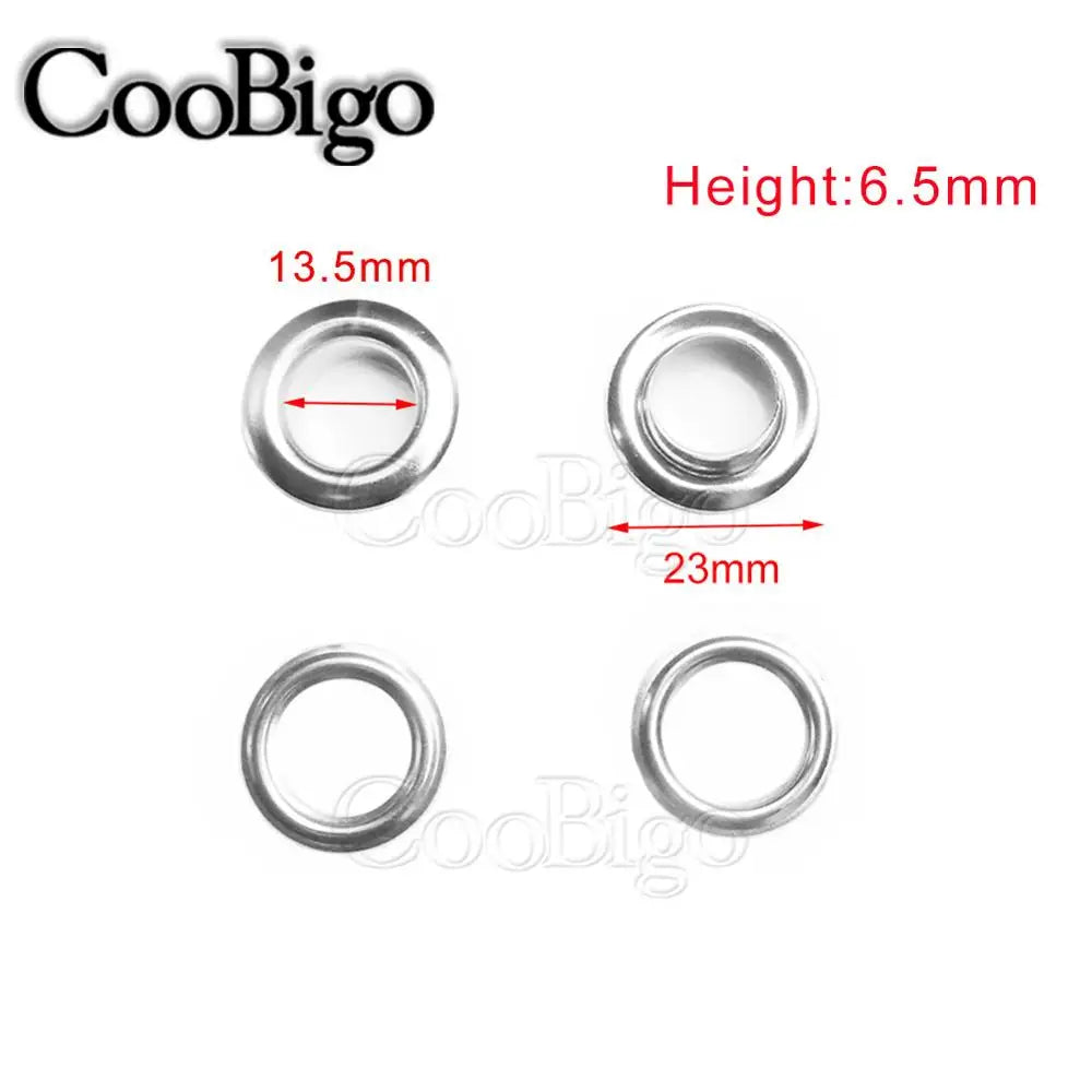 100/Set Metal Eyelet Grommet Rings Sizes 2mm 3mm 4mm 5mm 6mm 8mm 10mm 12mm 14mm 17mm