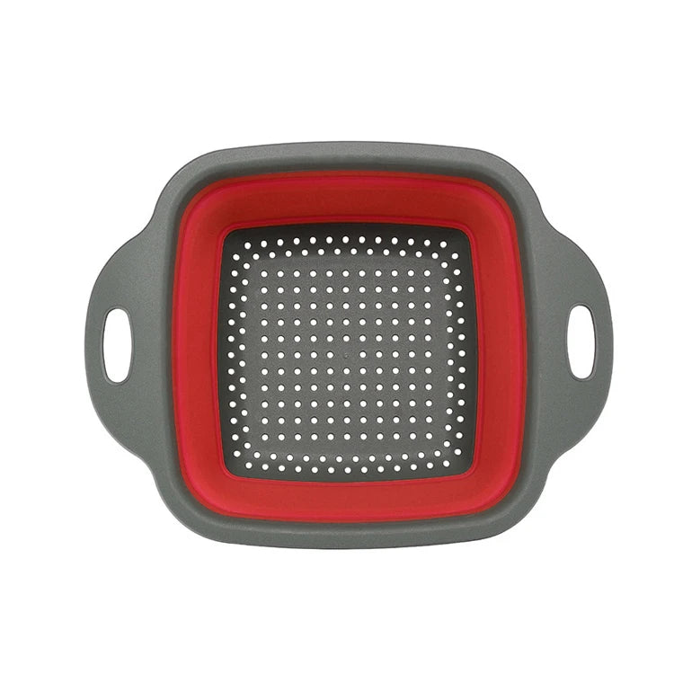 Foldable Square Vegetable Fruit Strainer Basket with Handle