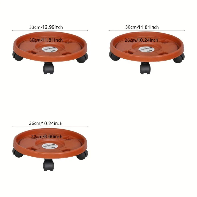 Heavy-Duty Indoor Or Outdoor Flower Pot Tray With Movable Universal Wheels