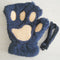 Winter Faux Fur Plush Warm Half Finger Mittens/Gloves.