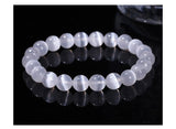 JD Natural White 6/8/10 mm Selenite Stone Bead Bracelet.