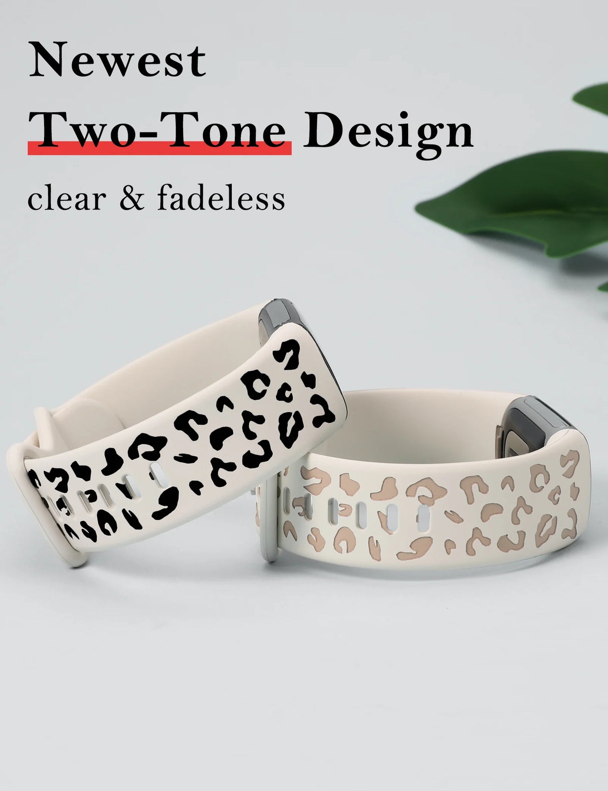 Wearlizer 3 Packs Two-Tone Leopard Engraved Soft Silicone Band for Fitbit Charge 5 Or 6