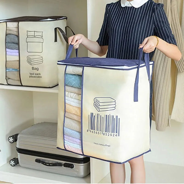 1Pc Fabric Storage Bag With Clear Window For All Household Items.