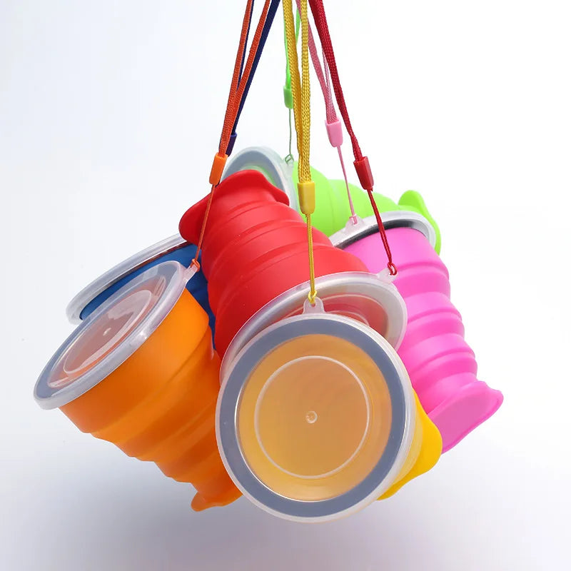 Silicone Heat Resistant Folding Water Cup With Lids