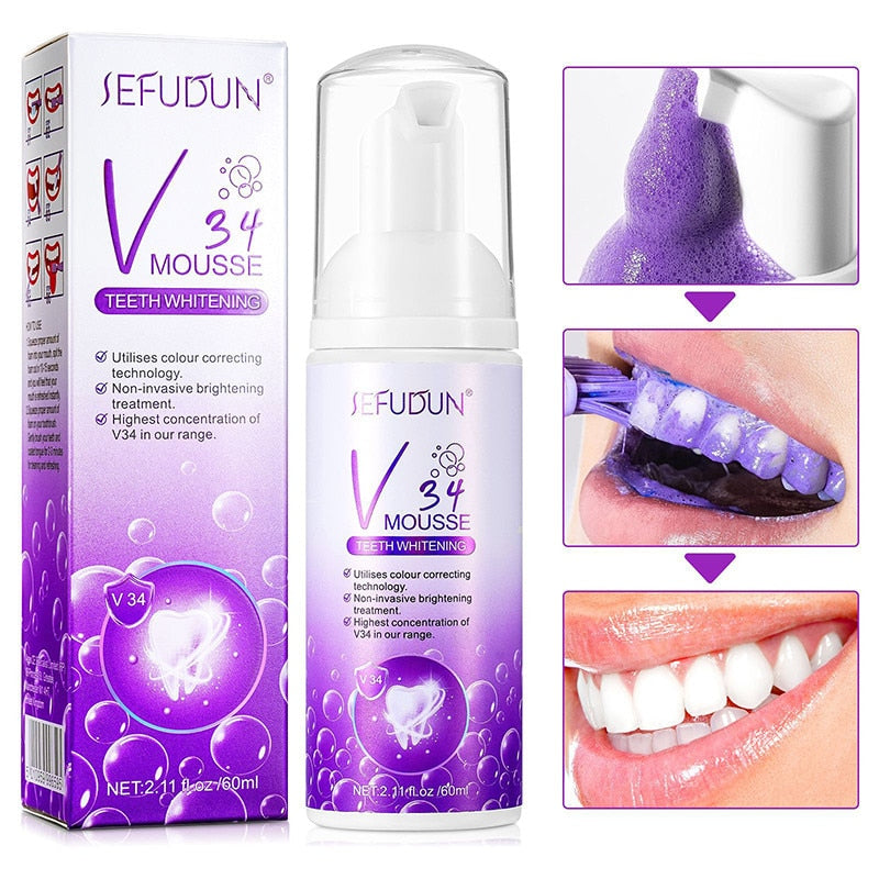 50ml Purple Whitening V34 Toothpaste For removing stains.