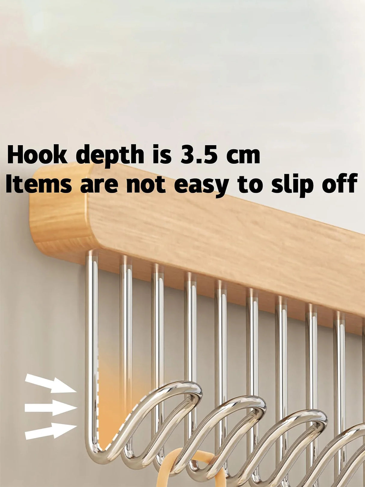 Wooden Wall-mounted Multi-function Storage Rack with 8 Hooks With Slider