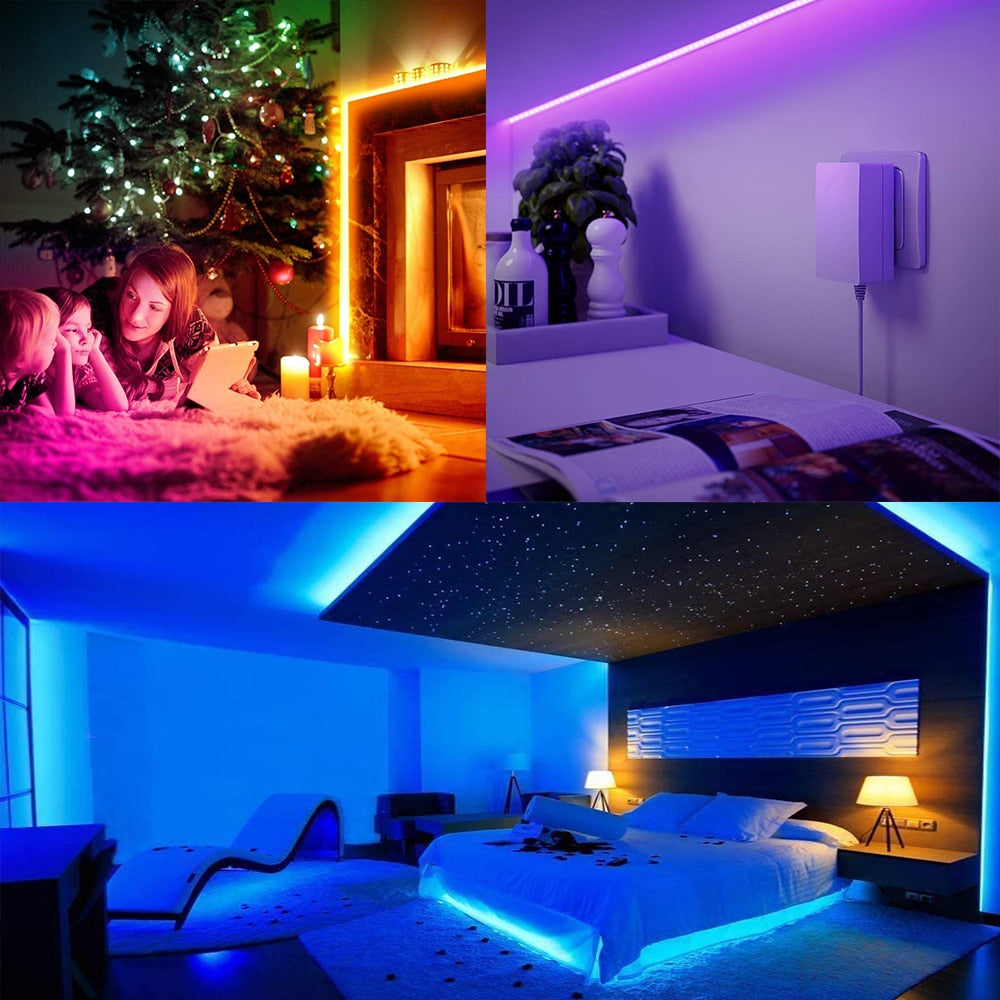 LED  Bluetooth Strip Lights 30M RGB 5050 SMD 5M RGB.  Flexible Ribbon 2835 RGB Tape Diode DC 12V APP Control+Adapter