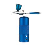 Blue Portable Airbrush Kit With Compressor Oxygen Injector Spray Gun For Nail, Makeup OR Cake Painting