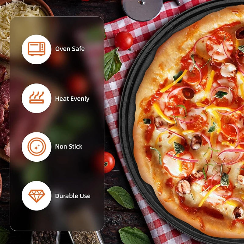 4 Size Nonstick Carbon Steel Pizza Pan with Holes