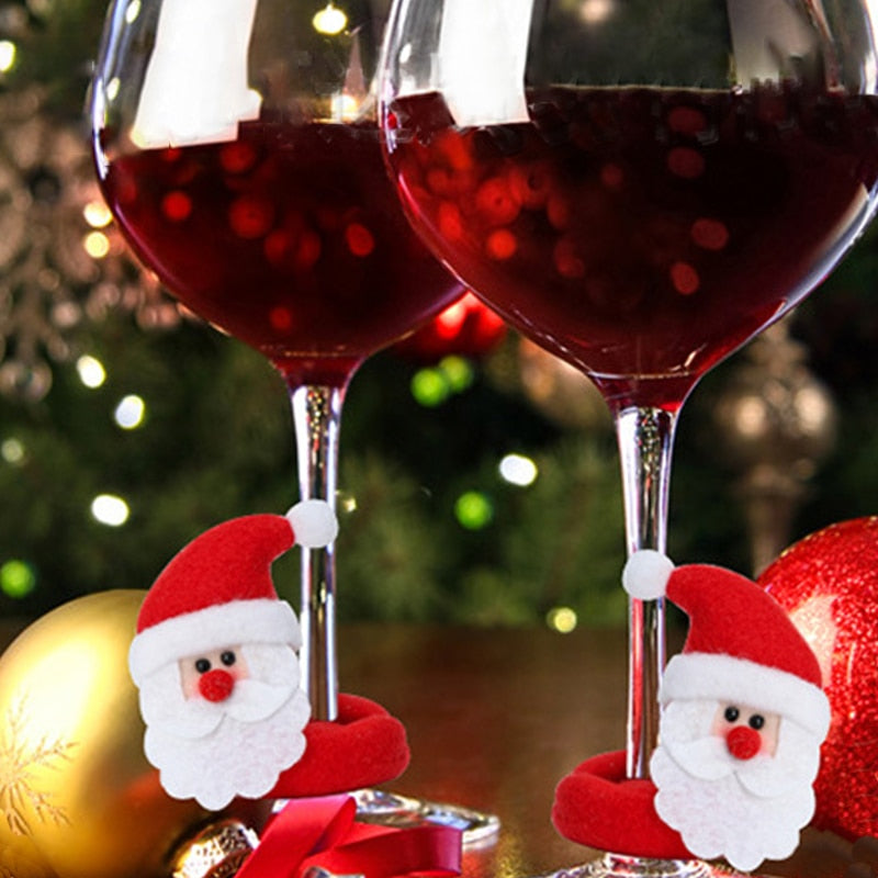 2024 Christmas Santa Claus, Elk, Or Snowman Wine Glass Decoration.