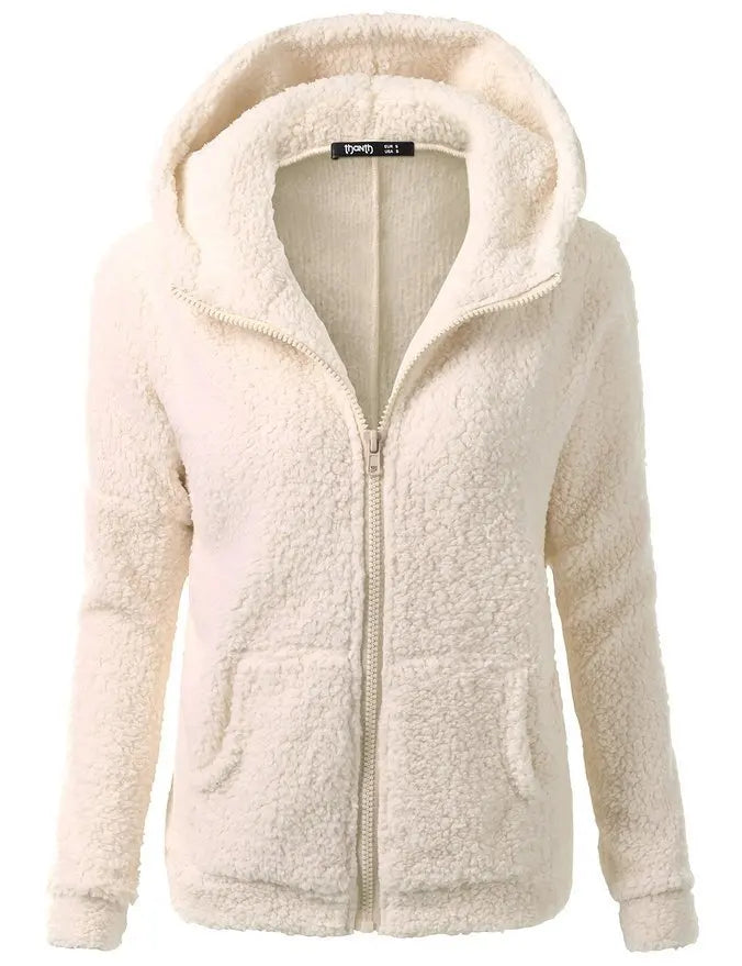 Women 's Winter Lamb Fleece Hoodies With Zipper