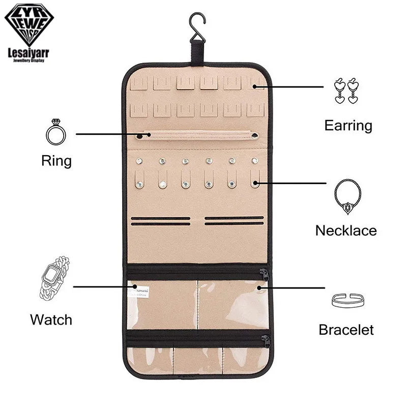 Foldable Jewelry Organizer Bag With Hanger
