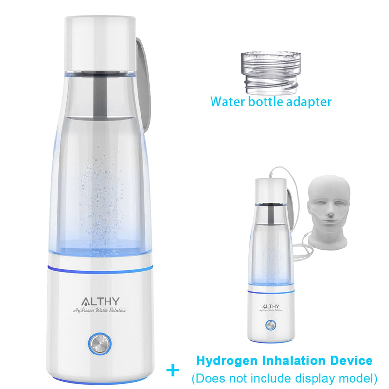 ALTHY Premium Molecular Hydrogen Water Generator Bottle DuPont SPE+PEM Dual Chamber Maker + H2 Inhalation Device 5000ppB Max