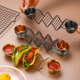 Stainless Steel Taco Holder Set With 2 Sauce Cup Holder