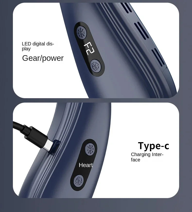Rechargeable Semiconductor Bladeless Turbo Neck Fan