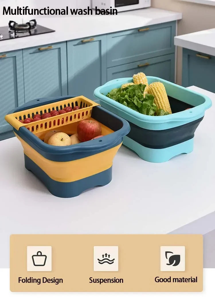 Silicone Foldable Strainer For Fruit Or Vegetables With Strainer