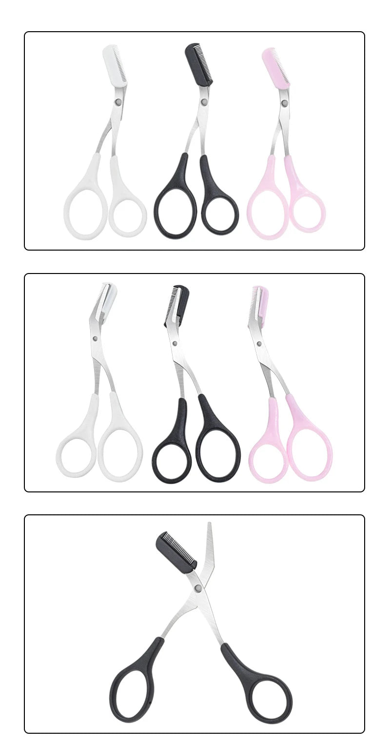 Stainless Steel Eyebrow Scissors with Comb