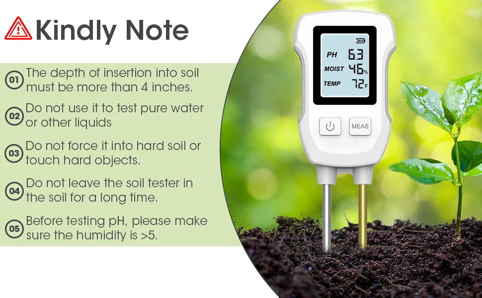 3 in 1 Digital LCD Soil Tester For PH/Moisture/Temperature With Backlight for House And Garden