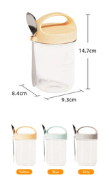 430ML Glass Cup With Lid And Spoon Great For Breakfast Oats Or Salad Cups