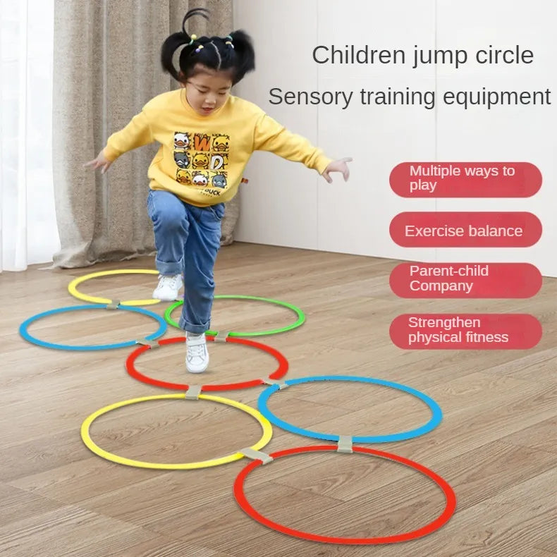 Children's Indoor Or Outdoor Jump Ring Set With 10 Hoops and Connectors.