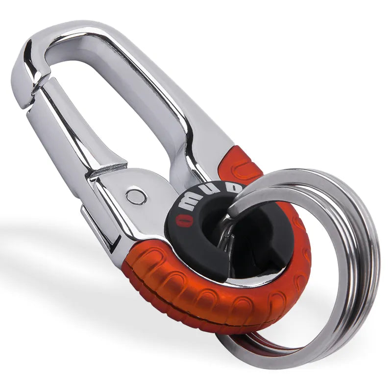 Stainless Steel, Double Ring Carabiner Keychain Buckle Clip.