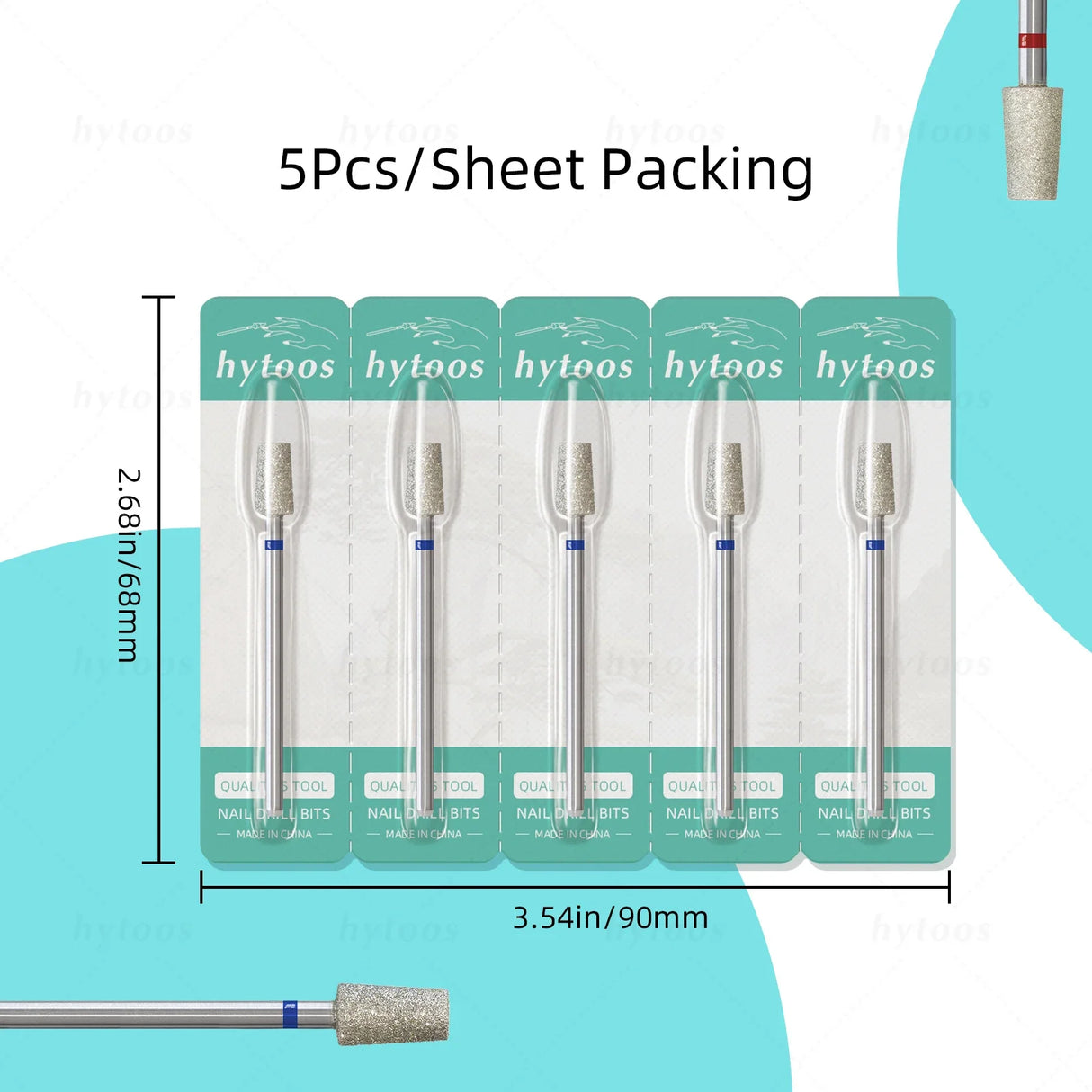 HYTOOS 5Pcs/Set Diamond Nail Drill Bits To Clean Cuticles And Nails
