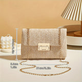 Women's Handwoven Crossbody Shoulder Bag With Lock Closure