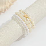 Elegant Handmade White Faux Pearl Bead Bracelet