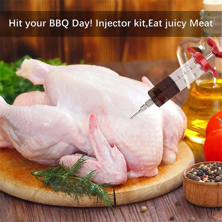 Meat Syringe With 3 Marinade Injector Needles For Chicken Or Turkeys