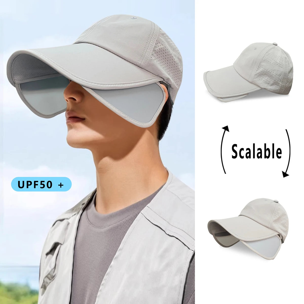 Men's Big Brim Breathable Retractable Sunshade Hat