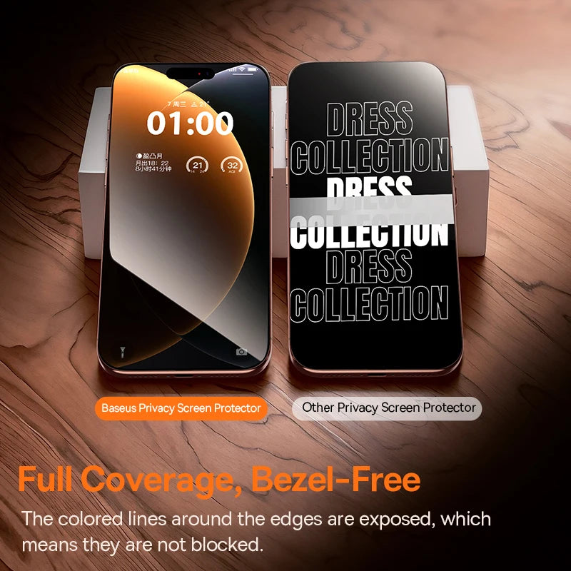Baseus 1Pcs Privacy Screen for iPhone 17 Pro Max Anti Peeping Tempered Glass