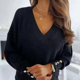 Women's Long Sleeve, V-neck Knitted Sweater.