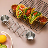Stainless Steel Taco Holder Set With 2 Sauce Cup Holder