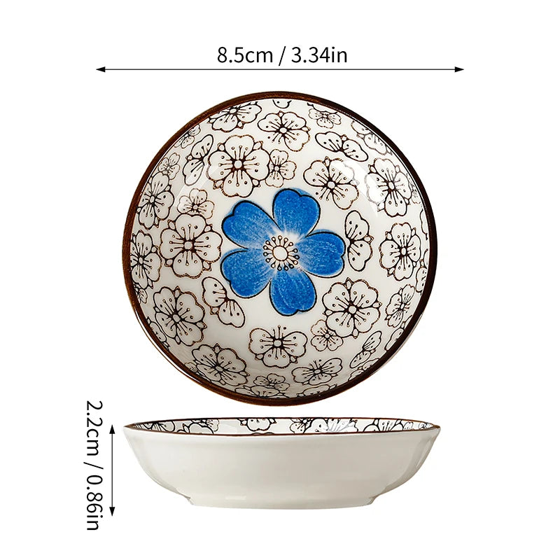 6pcs Japanese Mini Ceramic Decorative Plates For Dipping Sauces
