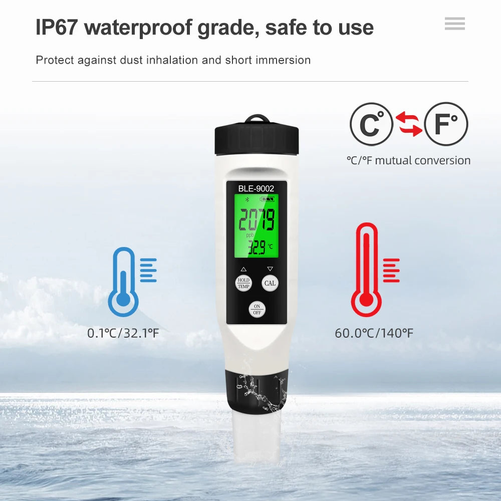 Blue Tooth H2 Hydrogen-rich Meter Lon 0-2990ppb ATC APP Online Monitor For Drinking Water Or Aquarium