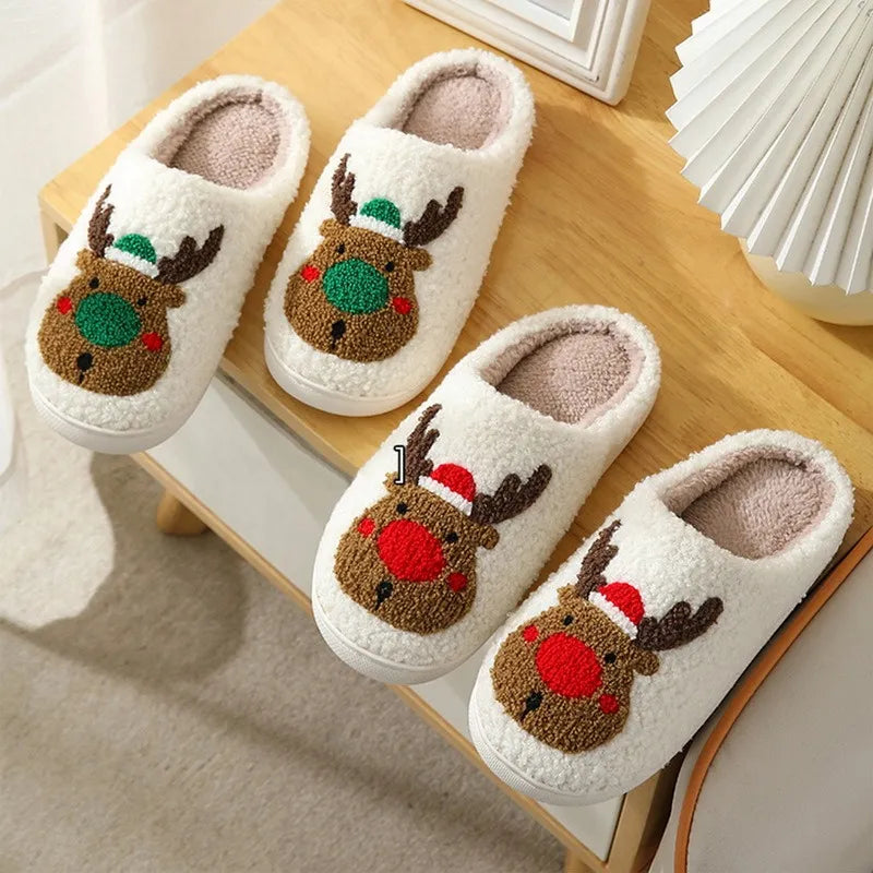 Women Or Men's Plush, Non-Slip Christmas Slippers.