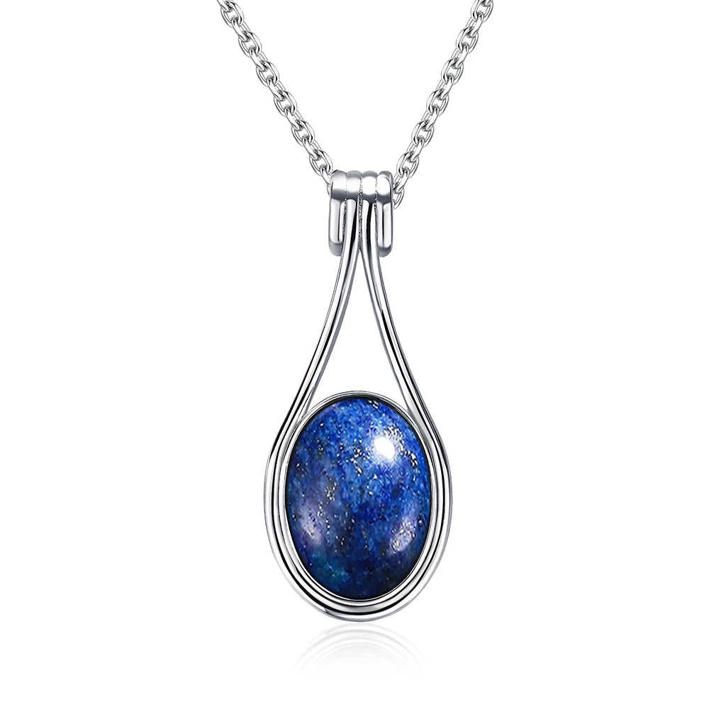 Oval 10X14MM  Sterling Silver Platinum Natural Labradorite Pendants