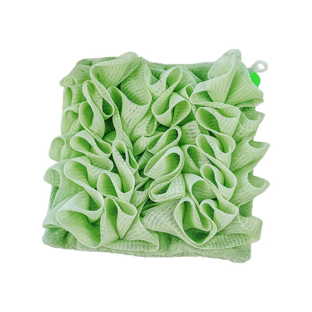 2-In-1 Bath Ball Towel Loofah With Drawstring Closure