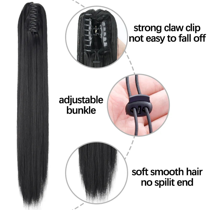 Synthetic 24 Inch Heat Resistant, Clip On Ponytail Hair Extensions.
