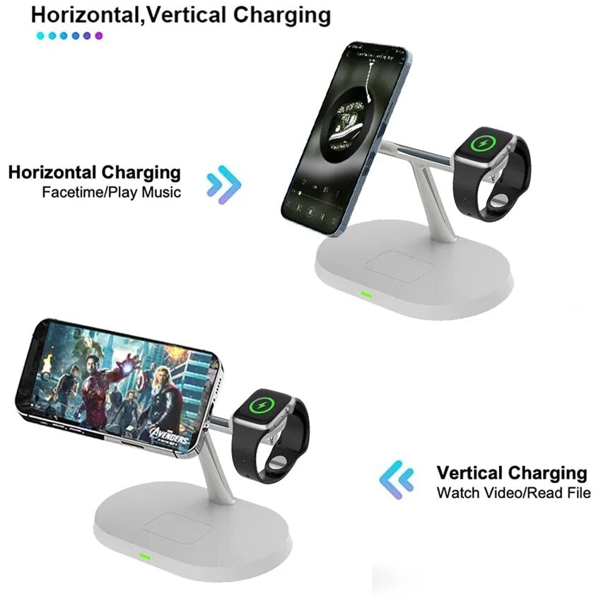 3 in 1 30W Magnetic Wireless Charger Stand For iPhone 14 13 12 Apple/Samsung Watch 5-8 & Airpods.