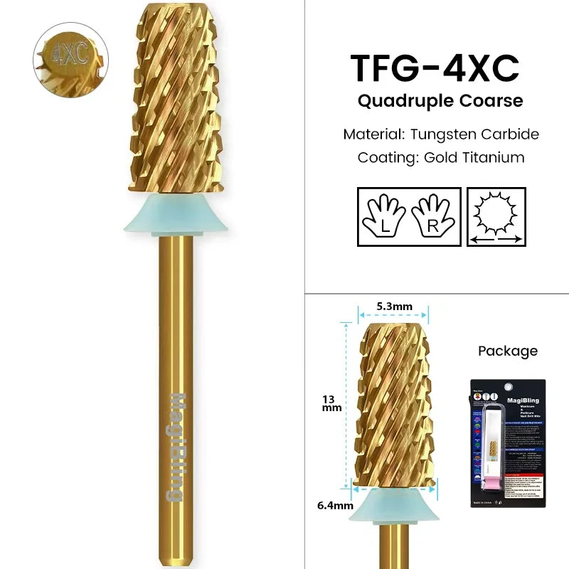 3/32" MagiBling Carbide Sharp 6.6mm Cross Cut Tapered Nails Bit For Acrylic Gel Remover