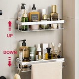 Metal Wall Mounted Bathroom/Kitchen Shelf With Adhesive Patch To Secure
