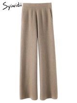 Syiwidii  Women's  Wool High Waist, Wide Leg Casual Pants