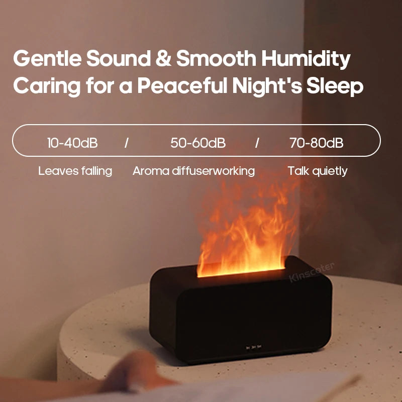 LED Simulation Flame Aroma Diffuser Mini Air Humidifier Machine With Timer