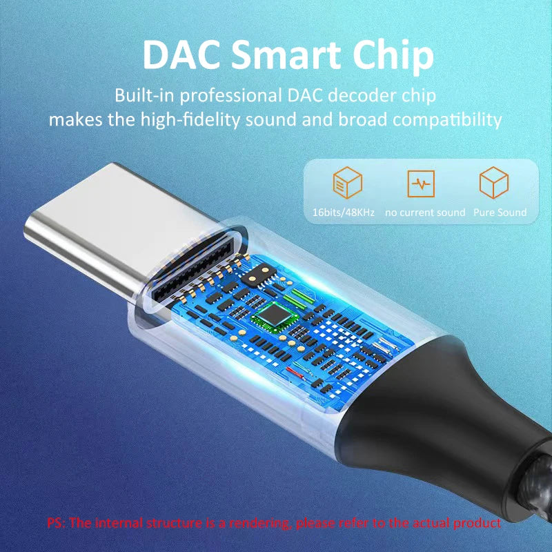 Type C to 3.5mm Jack AUX Cable Audio DAC Chip 4 Poles Microphone 3 5 HiFi Headset Adapter for Samsung Google Pixel Huawei Xiaomi