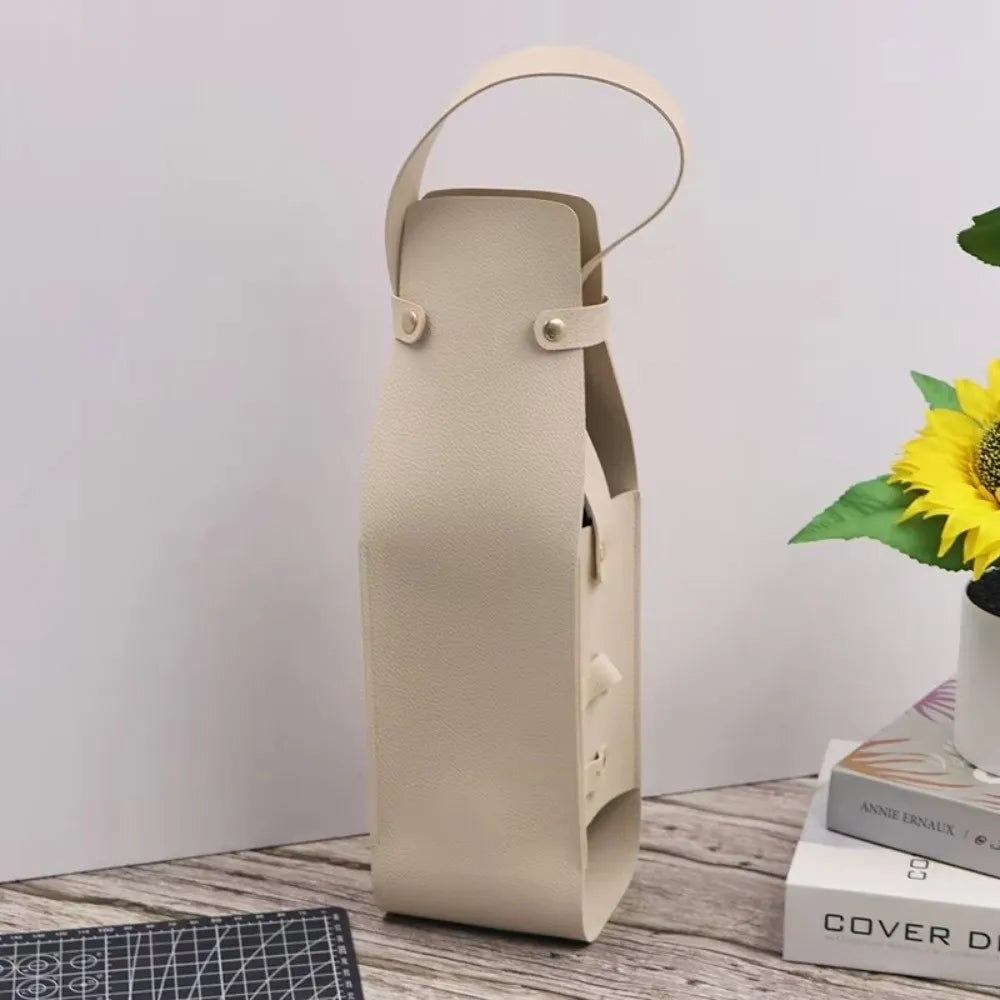 PU Leather Double Layer Reusable Wine Bag