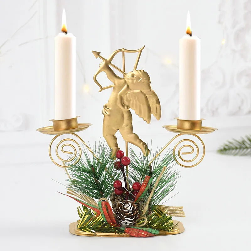 Christmas Wrought Iron Candlestick Holders