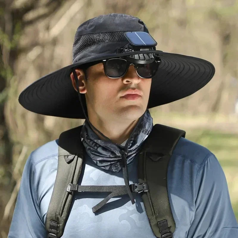 Camouflage Outdoor Sun Protective Hat with Solar Powered Fans