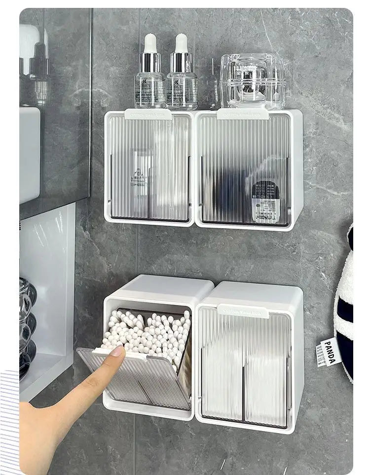 Wall Mounted Qtip Cotton Ball Floss Canisters With Lids